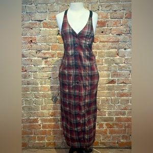 UNIF Nevermind Plaid Maxi Dress Size L